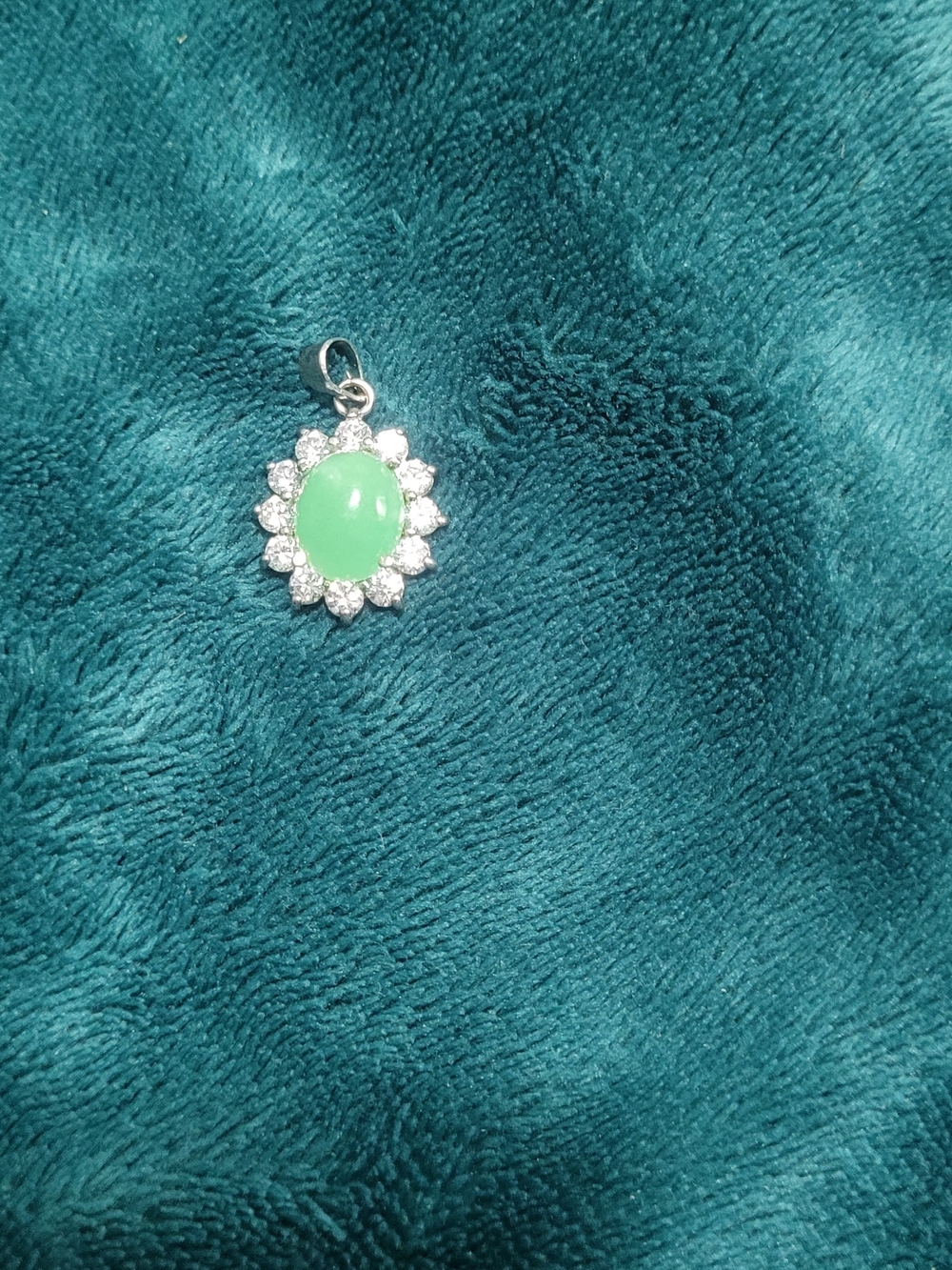 Green Oval Gemstone Halo Pendant - Women Jewelry